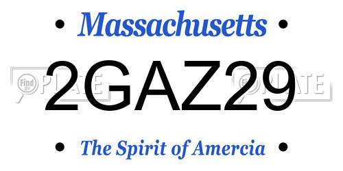 2GAZ29 Massachusetts License Plate
