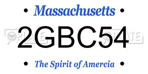 2GBC54 Massachusetts License Plate