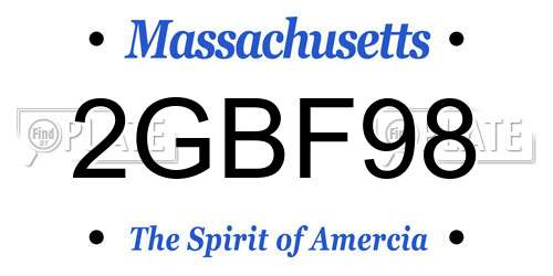 2GBF98 Massachusetts License Plate
