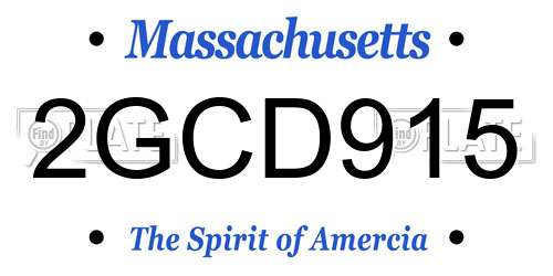 2GCD915 Massachusetts License Plate