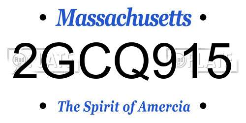 2GCQ915 Massachusetts License Plate
