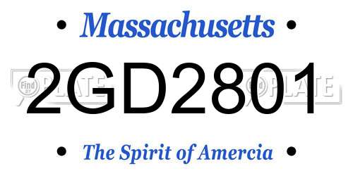 2GD2801 Massachusetts License Plate