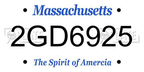2GD6925 Massachusetts License Plate