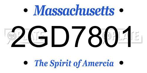 2GD7801 Massachusetts License Plate