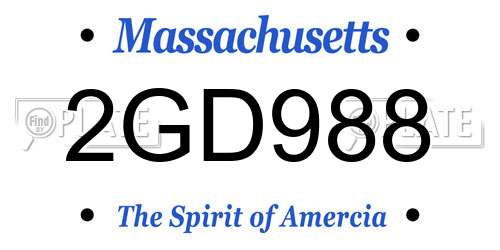 2GD988 Massachusetts License Plate