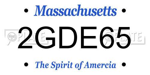 2GDE65 Massachusetts License Plate