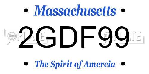 2GDF99 Massachusetts License Plate
