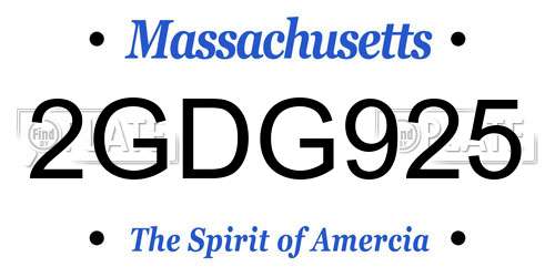 2GDG925 Massachusetts License Plate