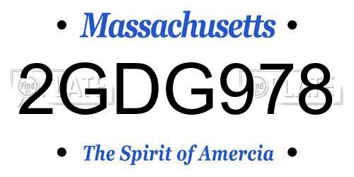 2GDG978 Massachusetts License Plate