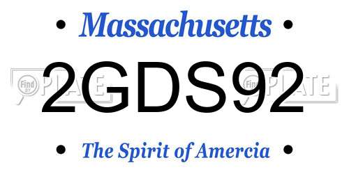 2GDS92 Massachusetts License Plate