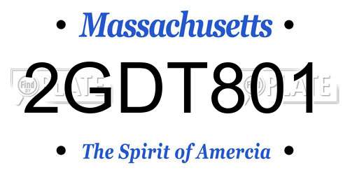 2GDT801 Massachusetts License Plate