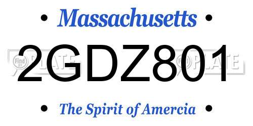 2GDZ801 Massachusetts License Plate