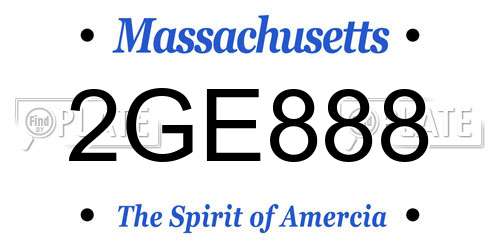 2GE888 Massachusetts License Plate