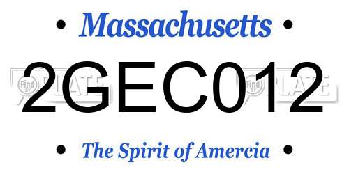 2GEC012 Massachusetts License Plate