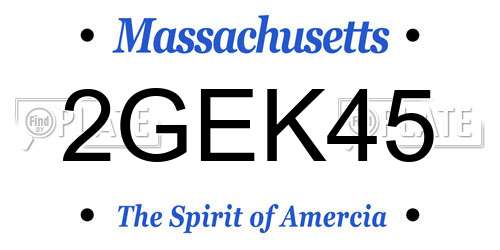 2GEK45 Massachusetts License Plate
