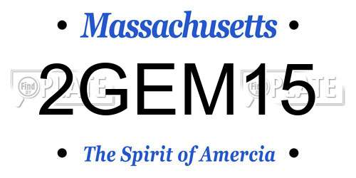 2GEM15 Massachusetts License Plate