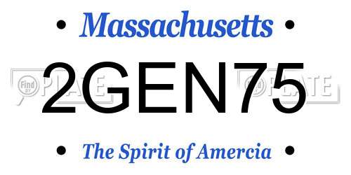 2GEN75 Massachusetts License Plate