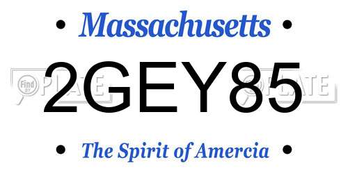 2GEY85 Massachusetts License Plate