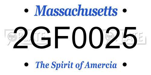 2GF0025 Massachusetts License Plate