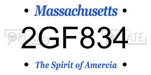 2GF834 Massachusetts License Plate