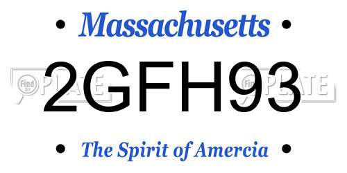 2GFH93 Massachusetts License Plate