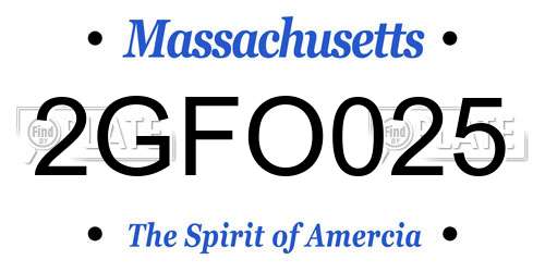 2GFO025 Massachusetts License Plate