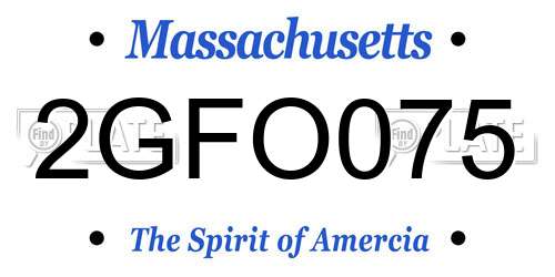 2GFO075 Massachusetts License Plate