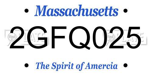 2GFQ025 Massachusetts License Plate