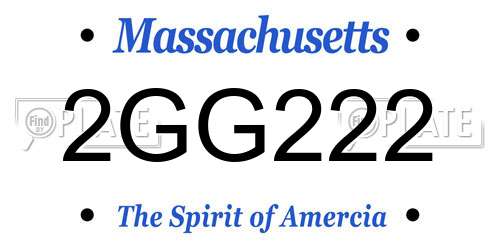 2GG222 Massachusetts License Plate