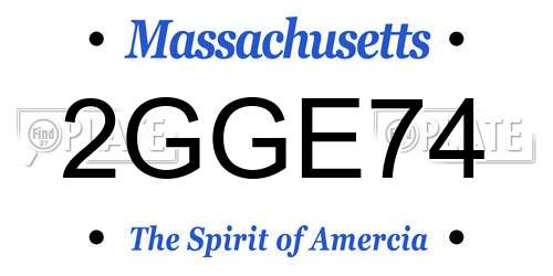 2GGE74 Massachusetts License Plate