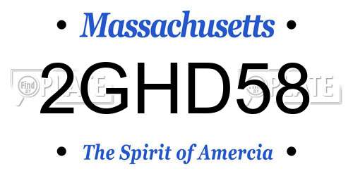 2GHD58 Massachusetts License Plate