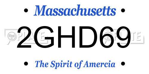 2GHD69 Massachusetts License Plate