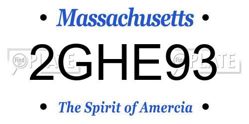 2GHE93 Massachusetts License Plate