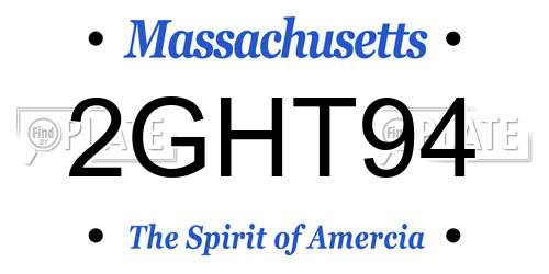 2GHT94 Massachusetts License Plate
