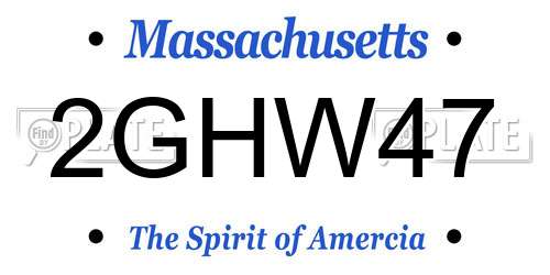 2GHW47 Massachusetts License Plate