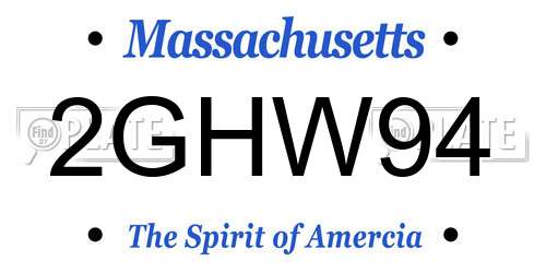 2GHW94 Massachusetts License Plate