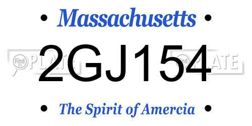 2GJ154 Massachusetts License Plate
