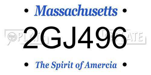 2GJ496 Massachusetts License Plate