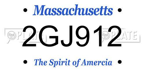 2GJ912 Massachusetts License Plate