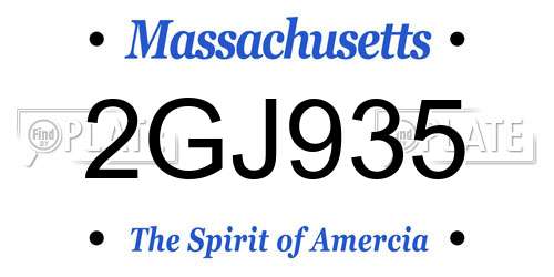 2GJ935 Massachusetts License Plate