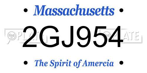 2GJ954 Massachusetts License Plate