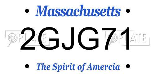 2GJG71 Massachusetts License Plate