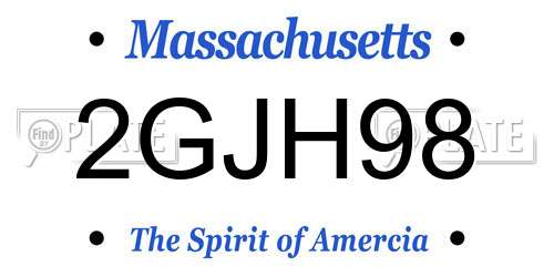 2GJH98 Massachusetts License Plate