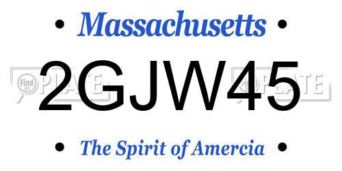 2GJW45 Massachusetts License Plate