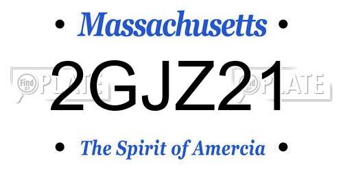 2GJZ21 Massachusetts License Plate