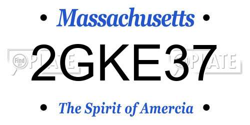 2GKE37 Massachusetts License Plate