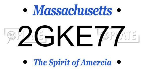 2GKE77 Massachusetts License Plate
