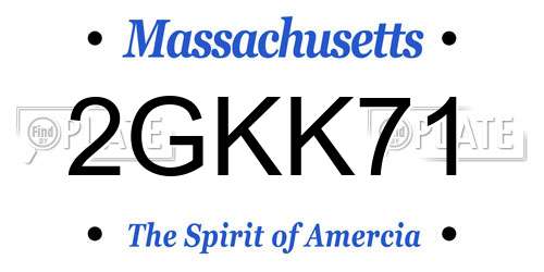 2GKK71 Massachusetts License Plate