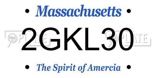 2GKL30 Massachusetts License Plate