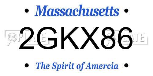2GKX86 Massachusetts License Plate